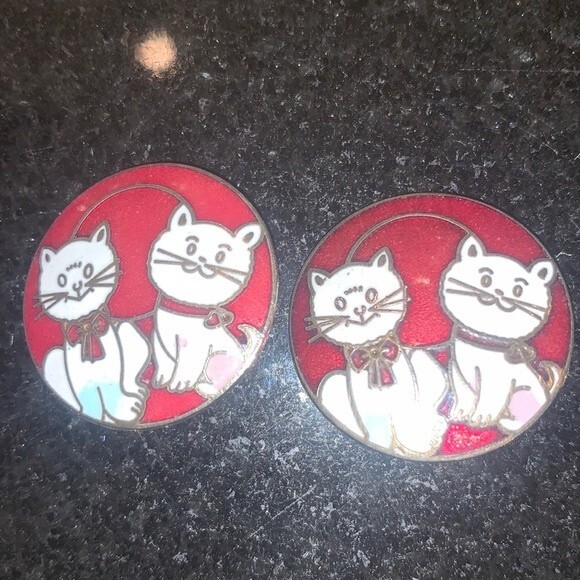 Vintage Kitty Cat Earrings - Picture 1 of 2